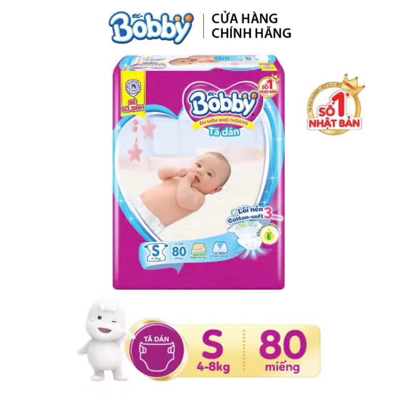 { MUA 1 TẶNG 1BVS QUẦN COMFY NIGHT ML2M }TÃ DÁN SƠ SINH BOBBY S80 -SP CTY DIANA UNICHARM