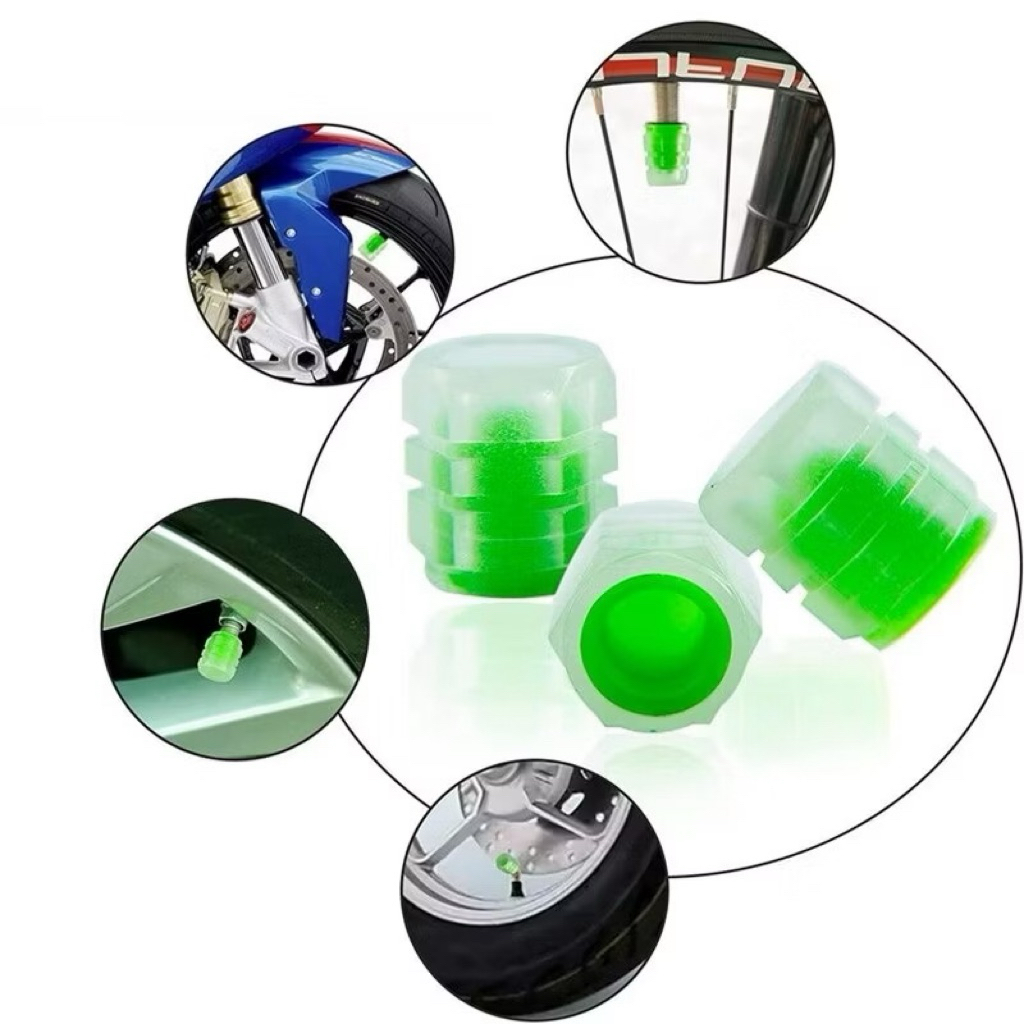 [Bộ 4 / 8] Nắp Van Lốp Xe Ô Tô Xe Máy Dạ Quang Phát Sáng – Nắp Chụp Bảo Vệ Trang Trí