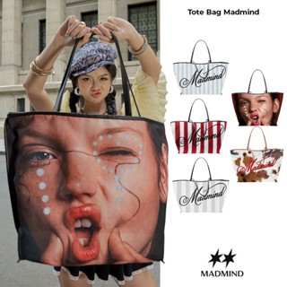  MADMIND Túi Tote Bag Có Dây Kéo May 2 Lớp  - Mùa Hè Đi Biển Màu Babyblue   Cherry Kiss   Solf Silver   MooMoo   Babe 