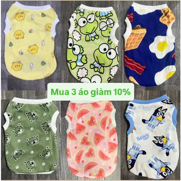 [S_2XL]Áo thun mềm mại vải Cotton co giãn cho thú cưng, áo thun Chó, áo thun Mèo vải thun gỗ giãn dưới 11kg