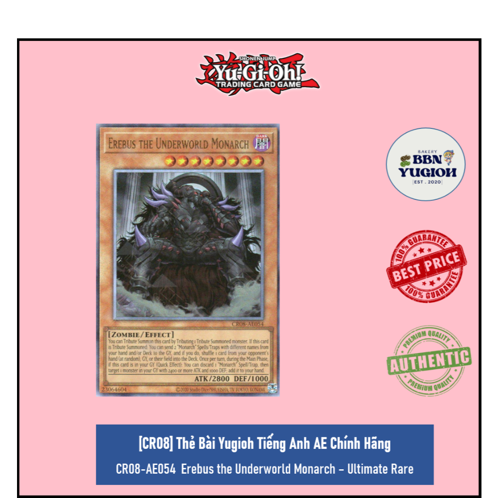Thẻ Bài Yugioh Tiếng Anh AE Chính Hãng: CR08-AE054Erebus the Underworld Monarch - Ultimate Rare