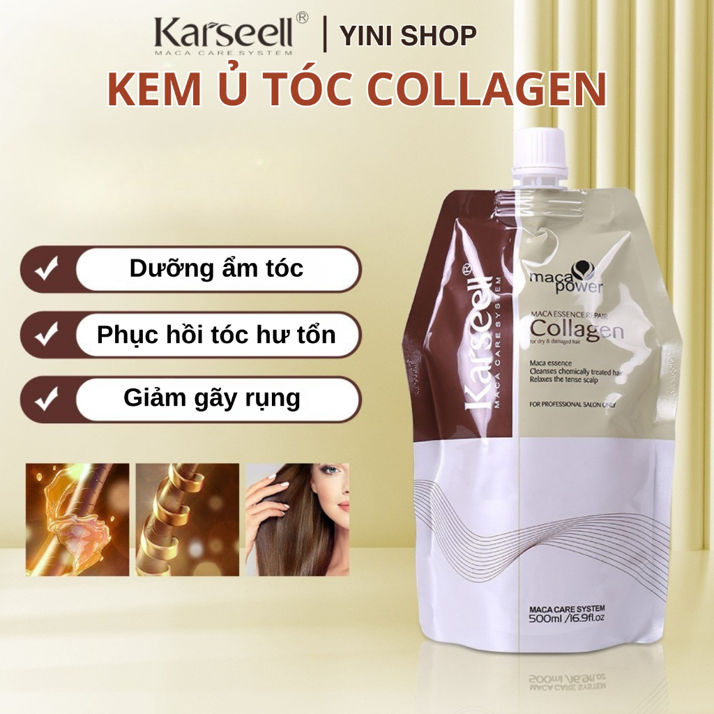 Kem Ủ Tóc Karseell Maca Power Collagen 500ml Phục Hồi Hư Tổn Tóc, Hấp Ủ Tóc Mềm Mượt