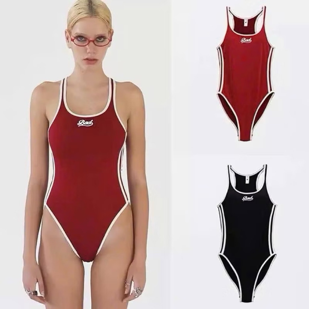 Đồ Bơi Liền Thân 1 Mảnh Bodysuit - In Chữ Bad, Phối Viền, Phong Cách Thể Thao, Tôn Dáng Freesize | BigBuy360 - bigbuy360.vn