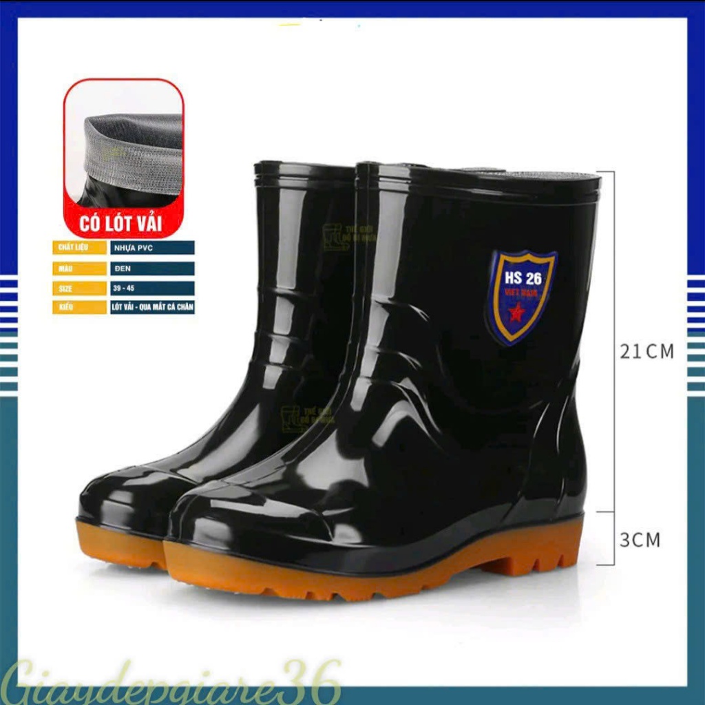 [13] Ủng ngắn đi mưa , ủng bảo hộ lao động Hoa San full size từ 39 đến 45
