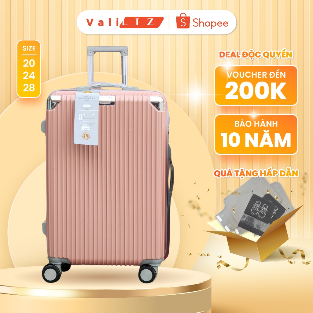 Vali du lịch MS867, vali kéo nhựa ABS+PC chống vỡ hàng chính hãng size 20/24/28 (BH trọn đời)
