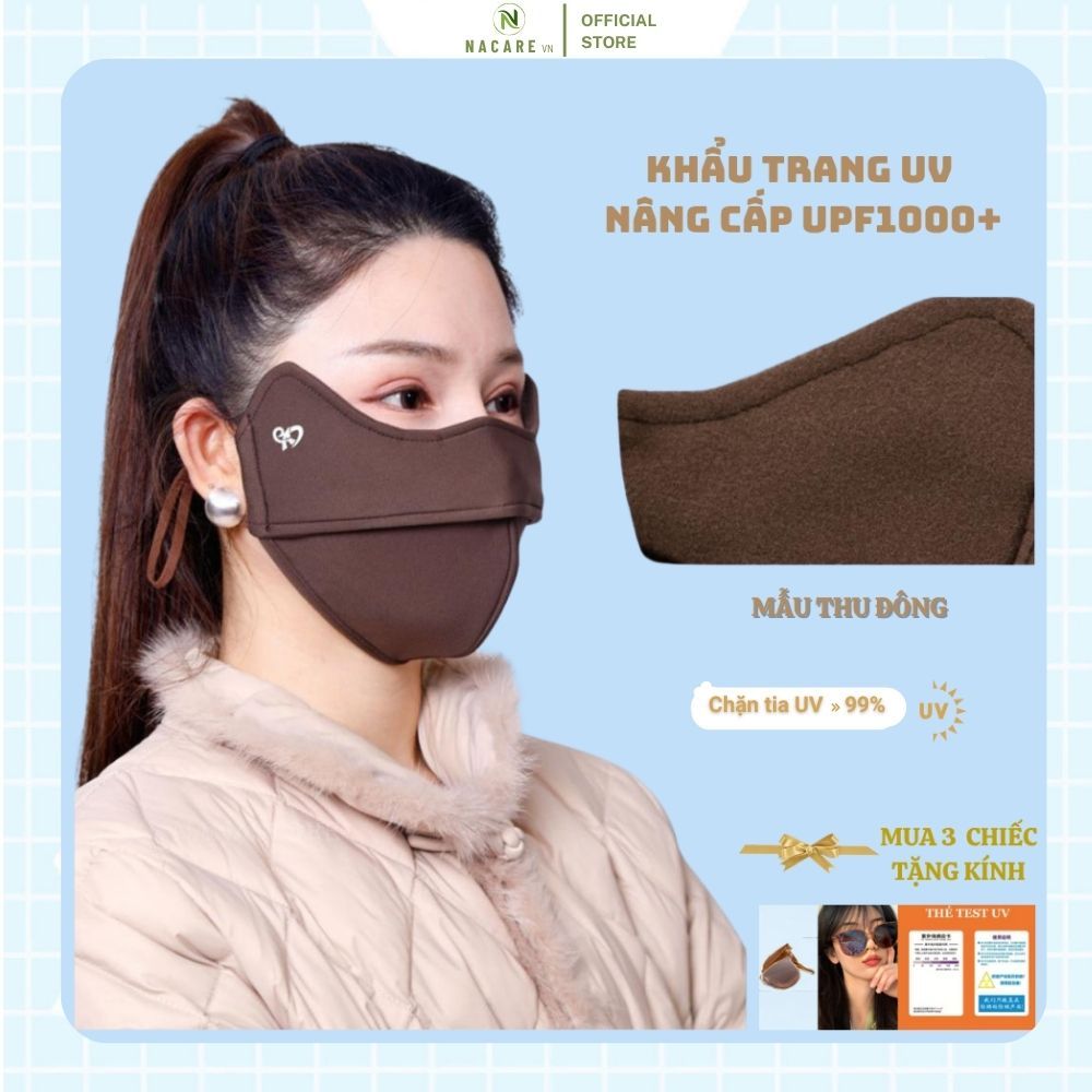 [ Nâng Cấp UPF1000+] Khẩu Trang Chống Chống Nắng - hẩu Trang Chống Nắng Thu Đông Dày Dặn Tặng kèm thẻ TesUV