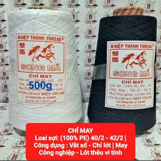  Chỉ may 40 2 tex27 trắng mộc và đen hiệu song mã may công nghiệp ,vắt sổ chỉ lót lót thêu... 