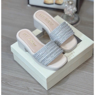 Dép cao gót bé gái đính đá lấp lánh sang chảnh,gót 3cm siêu nhẹ