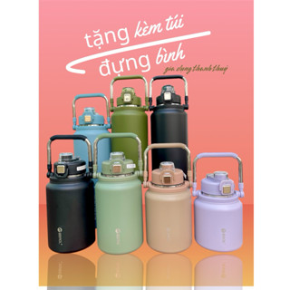 [ tặng túi đựng ] bình giữ nhiệt dáng lùn mẫu mới WY17 có ống hút và tay sách tiện lợi ( tặng kèm sticker 2D  ) nó