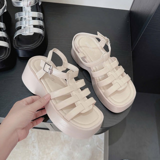  Sandal xuồng đan 3 dây ngang khoá gài cao 7 cm - Bonita Shoes SD202 