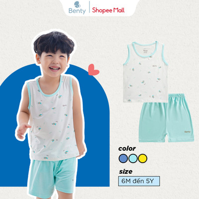 Bộ ba lỗ quần áo trẻ em họa tiết BENTY chất liệu mềm mịn mát, đồ bộ trẻ em cao cấp, thoáng khí