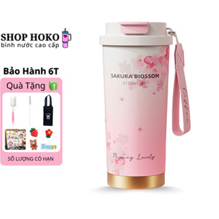 Ly giữ nhiệt SaKuRa 500ml inox 316 lót sứ Nano cao cấp cốc giữ nhiệt ống hút nhỏ gọn ShopHoKo