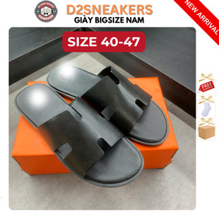 (d2bigsize) Dép big size nam màu đen sang trọng – đế phíp gỗ dán vibram kĩ – dép đi hàng ngày - D2SHOPBIGSIZE