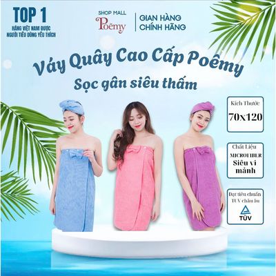 [CHÍNH HÃNG] Váy Quây Spa Phòng Tắm Cao Cấp Poêmy Sọc Gân  KT 70x120 Thấm Hút Nhanh Khô