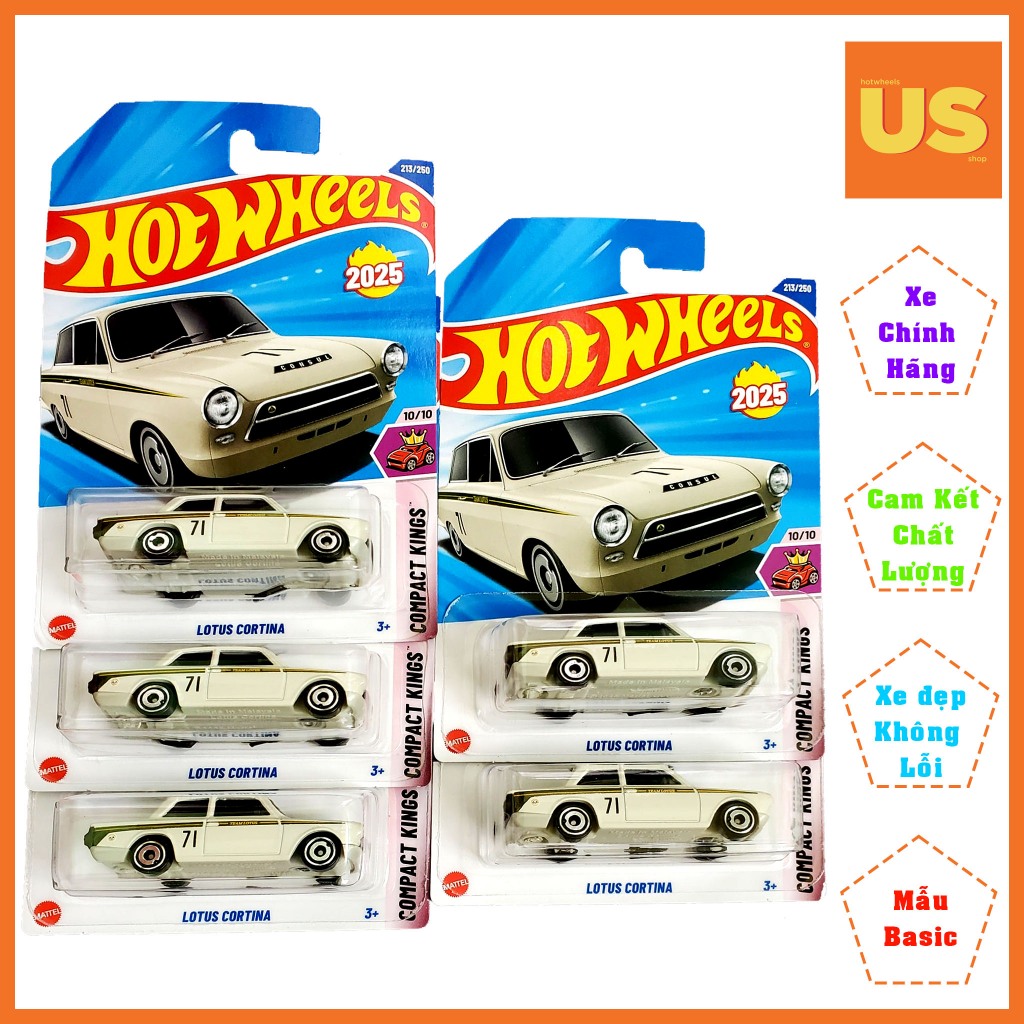 Xe Mô Hình Hot Wheels Lotus Cortina Chính Hãng US (Card Thường)