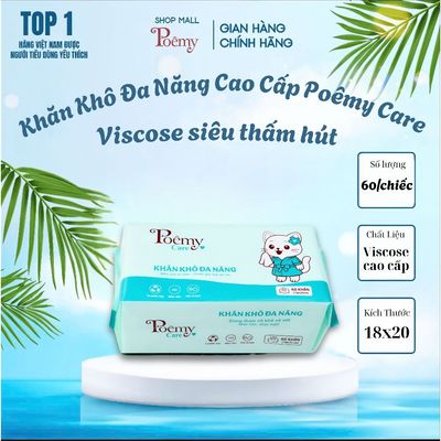 [CHÍNH HÃNG] Khăn mặt khô đa năng Poemy Care  lau khô, lau ướt - Khăn lau dùng một lần