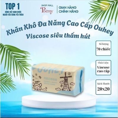 [CHÍNH HÃNG] Khăn Khô Đa Năng Poemy (Ouhey) 70 Chiếc Kích Thước 20x20cm | Poêmy Official