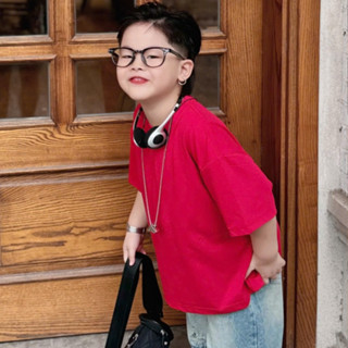 Áo Thun Trơn Cộc Tay Unisex Cho Bé Bobokids Chất Liệu Cotton Thoáng Mát,Phom Dáng Rộng Hàn Quốc Size Từ 25-53kg B0038