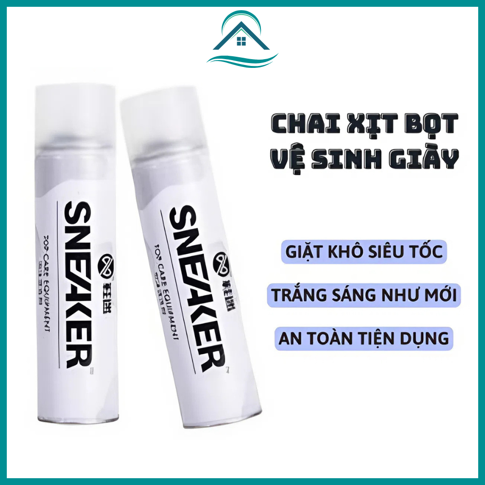 Chai vệ sinh giày Sneaker đa năng, bình xịt bọt tuyết vệ sinh khô giày, dung dịch vệ sinh giày dép cao cấp 300ml