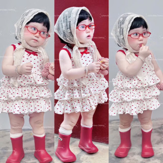 [Hàng Chính Chủ] Váy xách nách nhún bèo nhiều tầng kèm quần cho bé gái siêu hot - Váy Đầm Trái Tim Đỏ Cho Bé