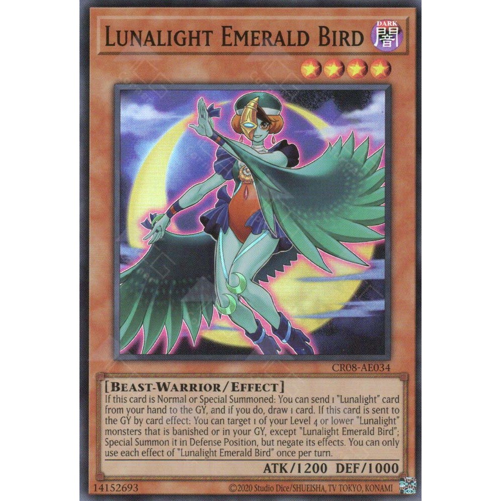 [ Bài Yugioh Chính Hãng ] CR08-AE034 Lunalight Emerald Bird (SR)