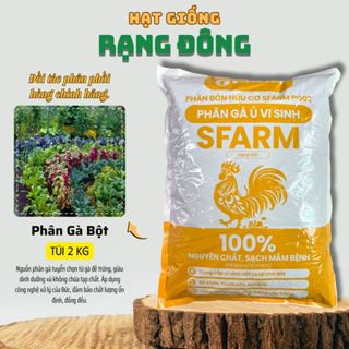 Phân Gà Bột Ủ Vi Sinh SFARM (Túi 2kg) Phân hữu cơ nguyên chất, đã qua xử lý, trồng rau sạch - Hạt giống Rạng Đông