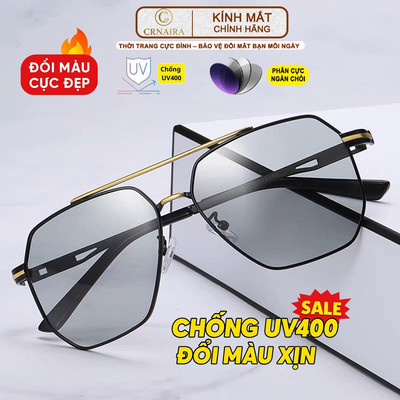 Kính mát Crnaira watch MM031 đổi màu phân cực chống tia UV400 – Gọng kim loại thời trang