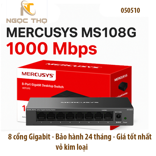 Chia mạng Mercusys MS108G – Switch 8 cổng Gigabit 10/100/1000Mbps, vỏ nhựa nhỏ gọn