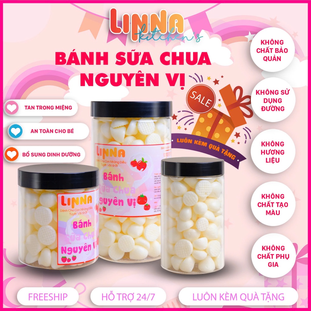 Bánh Ăn Dặm Sữa Chua Cho Bé Hỗ Trợ Tiêu Hóa Bổ Sung Canxi Và Vitamin D Hũ 350/600ML- LINNA
