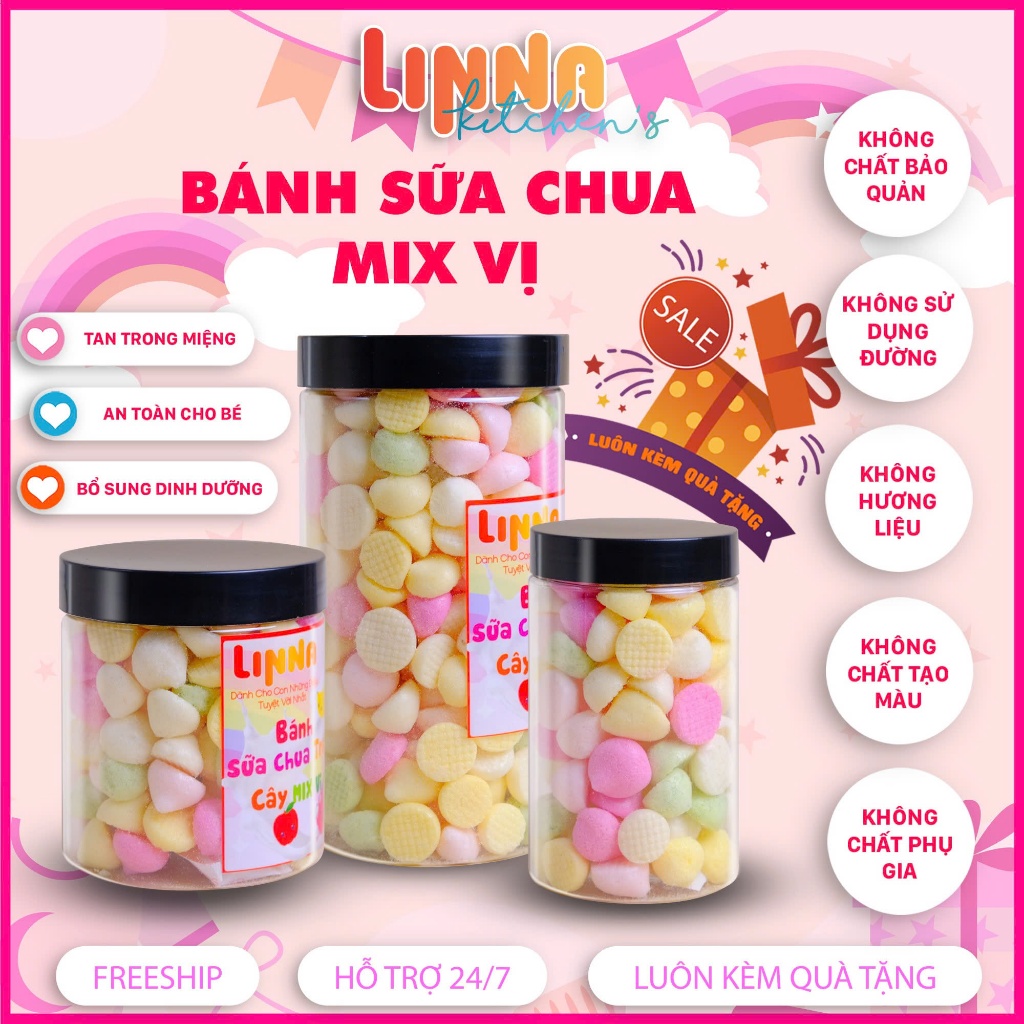 Bánh Ăn Dặm Cho Bé 6 Tháng Mix Vị Trái Cây Bổ Sung Vitamin Khoáng Chất  Hũ 350/600ml-LINNA