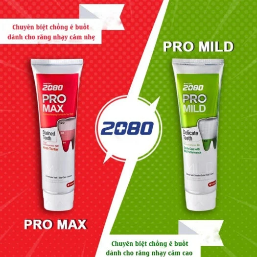 Kem đánh răng 2080 Pro Hàn Quốc  chống ê buốt, làm trắng răng, ngăn ngừa sâu răng