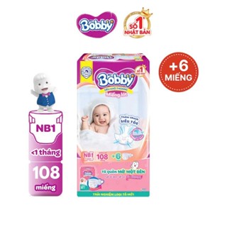 Miếng lót Bobby Newborn 1 dành riêng cho các bé từ 0 đến 1 tháng tuổi với 108 miếng tiện lợi