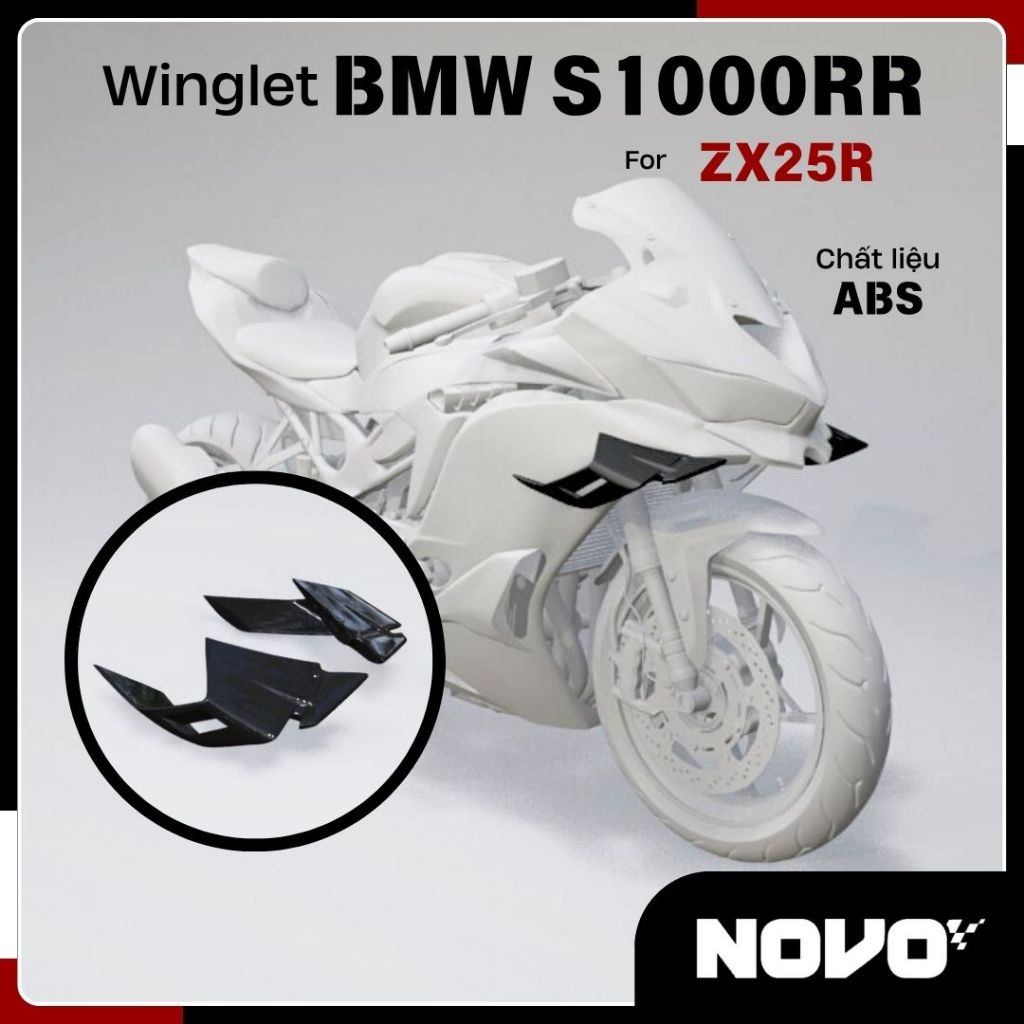 Cánh Gió Kiểu S1000RR cho Kawasaki ZX25R, ZX4R, chất liệu nhựa ABS - NOVO moto