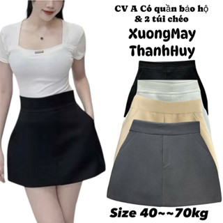 Chân Váy A BigSize Dáng Ngắn Có 2 túi,chân váy a basic chất vải xước Hàn đẹp L1-Cv A 42