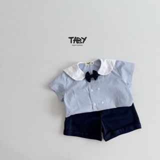 [Taby] Set sơ mi thuỷ thủ [Form rộng] kèm nơ, chất liệu áo thô mềm phối quần chéo hàn cho bé trai bé gái 6-16kg TB01