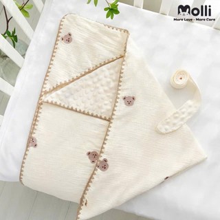Chăn Ủ Xô Muslin Lót Lông Hạt Đậu Cho Bé Sơ Sinh Molli, Kích Thước 85 x 85cm