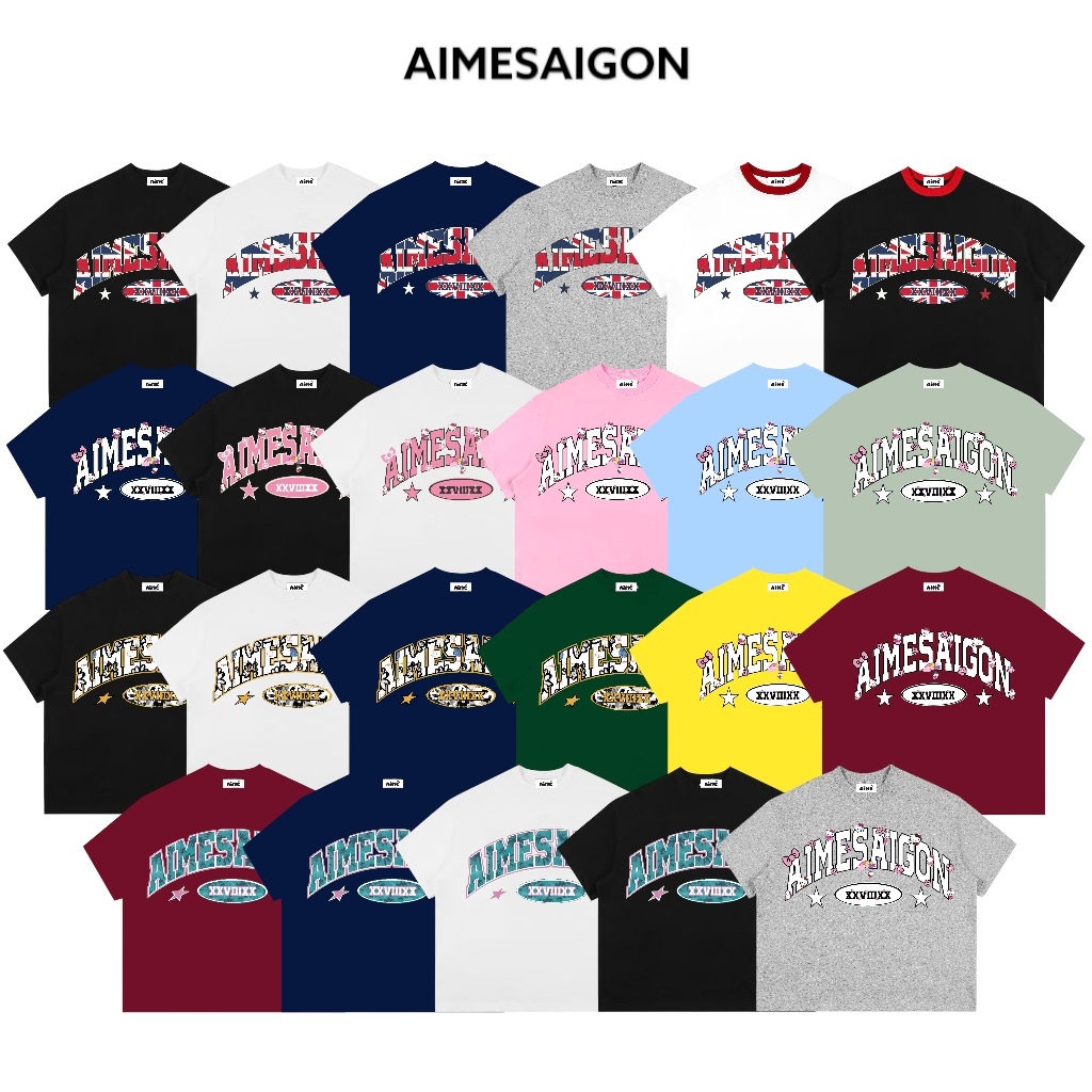 [XX Ver2] Áo Thun Boxy Local Brand AIMÉ Cotton Cổ Tròn Form Rộng Unisex Nam Nữ "AIMESAIGON XXVIIIXX"