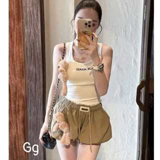 Set áo ba lỗ thêu chữ  đính gấu basic mix chân váy bí phồng dáng ngắn dễ thương trẻ trung hot hit