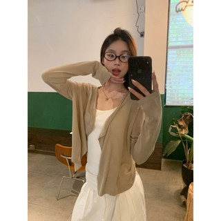 Áo khoác cardigan len mỏng dài tay nữ màu nâu – Chống nắng nhẹ phong cách Hàn Quốc hot trend [ E_A31 ]