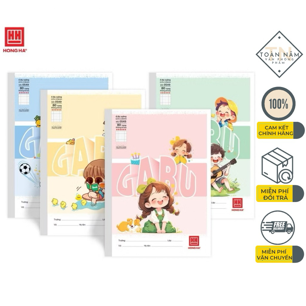 Vở 4 ô ly Gabu Hồng Hà 80 trang, vở ô ly MS: 0549