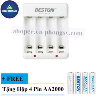   Hàng Chính Hãng  Sạc pin tiểu BST-C807B đa năng AA AAA tặng hộp 4 viên pin AA2000 BESTON 