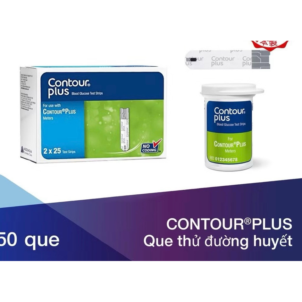 (GIAO NHANH 30 PHUT) Que thử đường huyết CONTOUR PLUS (50 QUE)