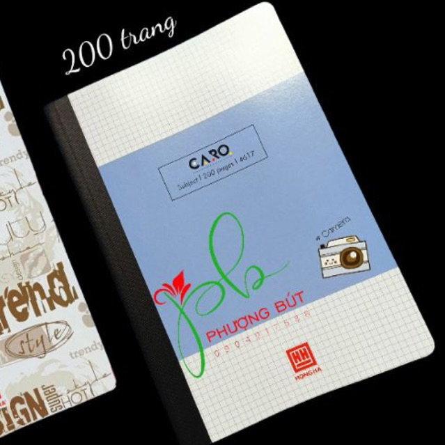 Sổ caro Hồng Hà luyện chữ đẹp; sổ caro 200 trang