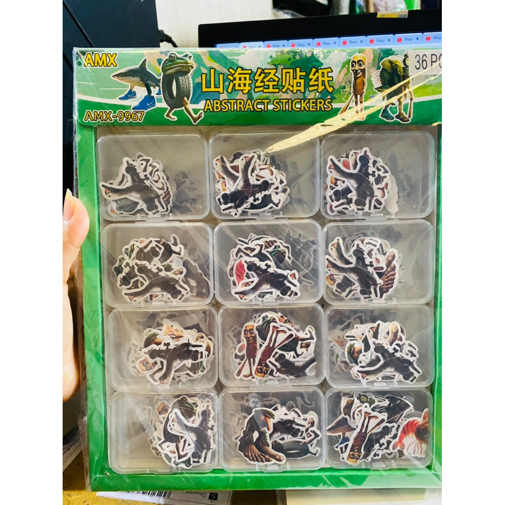 khay 36 hộp dán sticker Brainrot( Tung tung sahur, bombadilo crocodilo,…)