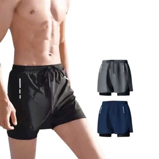 Quần short thế thao hai lớp (858), quần bơi nam chống thấm nước chơi tennis,bóng rổ,tập gym,chạy bộ
