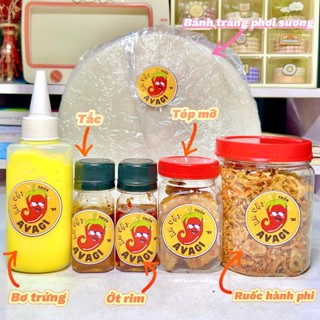 Bánh tráng Phơi Sương COMBO Ú Ù (Bánh tráng + Tóp mỡ + túi Bơ + Ruốc hành phi) (1 sốt tắc + ớt rim)