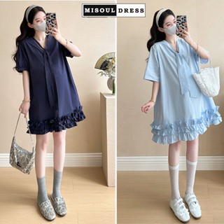 Đầm váy bầu babydoll tiểu tư sang chảnh dáng suông chân váy đáp bèo điệu đà cổ buộc dây nơ chất mềm đẹp X364