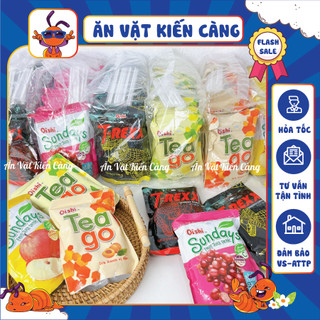 [BỊCH 10 TÚI] Nước Oshi Tea Go, Sunday, T-Rex vị chanh, đào, táo, nho, vải (gói 180ml) kèm ống hút