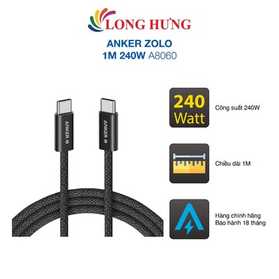 Cáp USB Type-C to Type-C Anker Zolo 1m 240W A8060 - Hàng chính hãng