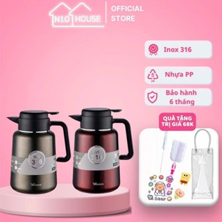  Phích nước  ấm ủ nước nóng ,lạnh. bình pha trà ủ trà có lọc inox đẹp dung tích 1800ml 